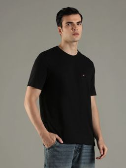 Tommy Hilfiger - Solid Regular Fit Cotton Black T-Shirt