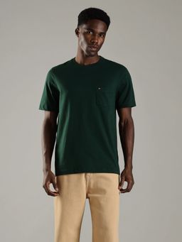 Tommy Hilfiger - Solid Regular Fit Cotton Green T-Shirt