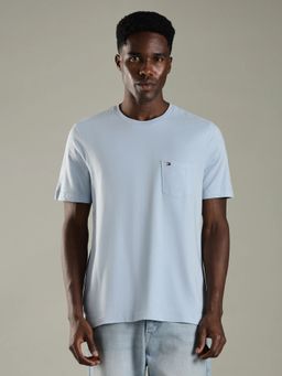 Tommy Hilfiger - Solid Regular Fit Cotton Blue T-Shirt