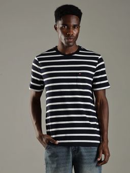 Tommy Hilfiger - Striped Regular Fit Cotton Black T-Shirt