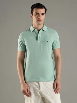 Tommy Hilfiger - Melange Slim Fit Cotton Green Polo T-Shirt