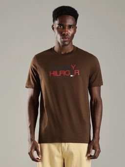 Tommy Hilfiger - Typographic Regular Fit Cotton Brown T-Shirt
