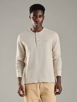 Tommy Hilfiger - Texture Slim Fit Cotton Cream T-Shirt
