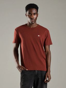 Tommy Hilfiger - Solid Regular Fit Cotton Rust T-Shirt