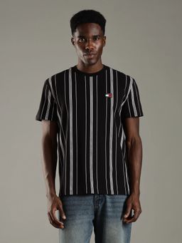 Tommy Hilfiger - Striped Regular Fit Cotton Black T-Shirt