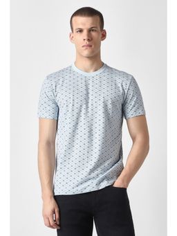 Van Heusen - Men Light Blue Print Crew Neck T-Shirt