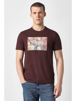 Van Heusen - Men Brown Graphic Print Crew Neck Brown T-Shirt