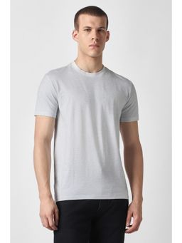 Van Heusen - Men Grey Solid Crew Neck T-Shirt