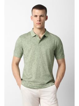 Van Heusen - Men Green Print Green Polo T-Shirt