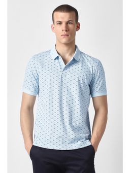 Van Heusen - Men Light Blue Print Blue Polo T-Shirt