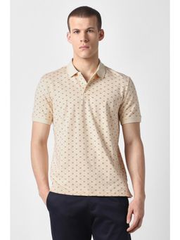 Van Heusen - Men Print Beige Polo T-Shirt