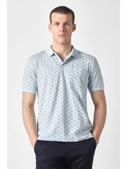 Van Heusen - Men Light Blue Print Blue Polo T-Shirt