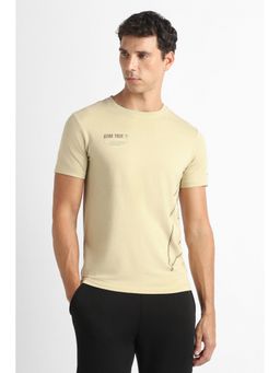 Van Heusen - Men Beige Graphic Print Crew Neck Beige T-Shirt