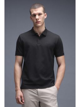 Van Heusen - Men Black Solid Polo T-Shirt