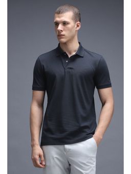 Van Heusen - Men Navy Solid Navy Blue Polo T-Shirt