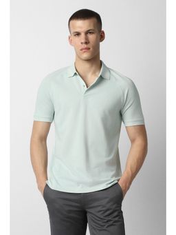 Van Heusen - Men Light Blue Solid Polo T-Shirt
