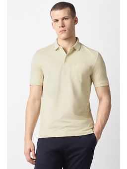Van Heusen - Men Yellow Textured Yellow Polo T-Shirt