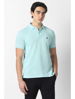Van Heusen - Men Light Blue Solid Blue Polo T-Shirt