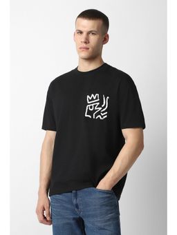 Van Heusen - Men Black Print Crew Neck T-Shirt