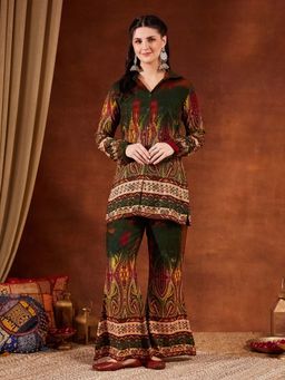 Shopping Queen - Multi-Color Paisley Collar Neck Co-ord Set