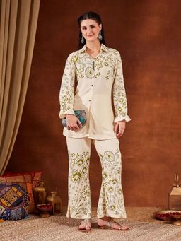 Shopping Queen - Green Paisley Collar Neck Co-ord Set