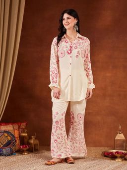 Shopping Queen - Pink Paisley Collar Neck Co-ord Set