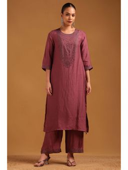 Soch - Pink Embellished/Sequined Round Neck Kurta and Palazzo