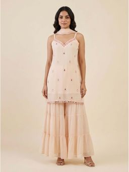 Bcz Style - Pink Embellished/Sequined Shoulder Straps Kurti With Sharara