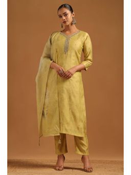 Soch - Green Embellished/Sequined V-Neck Kurta Pant With Dupatta