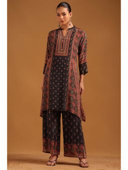 Soch - Charcoal Printed Mandarin Neck Co-ord Set