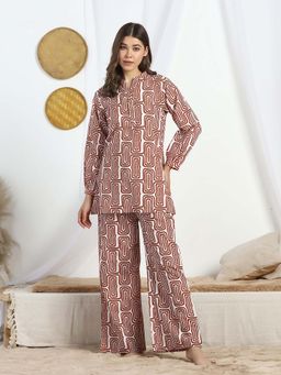 HOUSE OF COMFORT - Red Printed Mandarin Neck Co-ord Set