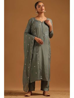 Soch - Olive Embellished/Sequined Round Neck Kurta Pant With Dupatta