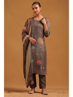 Soch - Grey Printed Round Neck Kurta Pant With Dupatta