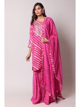 Zari Jaipur - Dark Pink Color Suit Stitched With Silk Fabric (Set of 3)
