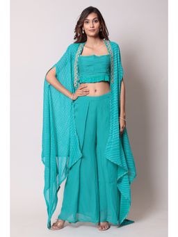 Zari Jaipur - Blue Color Co-ord With Georgette Fabric (Set of 3)