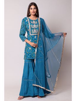 Zari Jaipur - Light Blue Color Suit Stitched With Georgette Fabric (Set of 3)