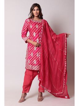 Zari Jaipur - Red Color Suit Stitched With Silk Fabric (Set of 3)