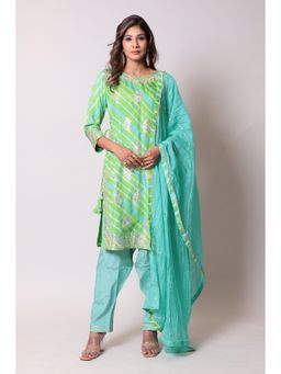 Zari Jaipur - Light Green Color Suit Stitched With Silk Fabric (Set of 3)