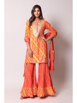 Zari Jaipur - Orange Color Suit Stitched With Cotton Silk Fabric (Set of 3)