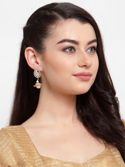 Anika's Creations - Anika's Creation Shimmering Cz Stone Studded Classic Meenakari Blue Jhumki