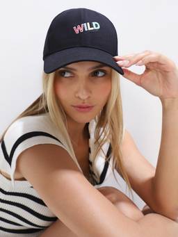 ONLY - Women's Typography Regular Fit Black Cap