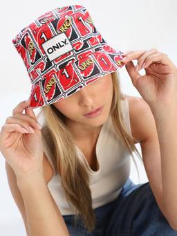 ONLY - Women's Printed Regular Fit Red Hat