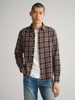GANT - Men Brown Checked Slim Fit Shirt