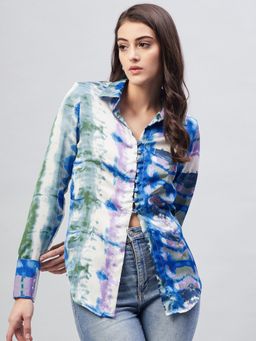 Marie Claire - Women Casual Regular Fit Tie and Dye Regular Sleeves Spread Collar Shirt