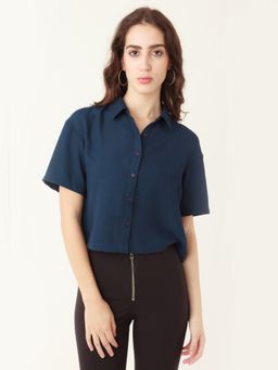 Zink London - Womens Blue Solid Shirt