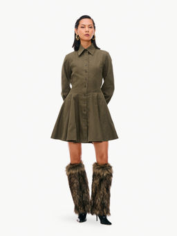 Qua - Brown Cotton Stripes A-Line Dress