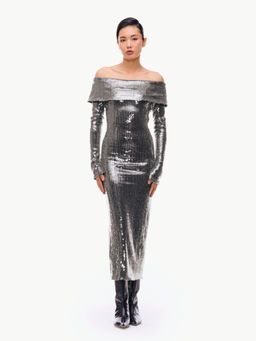Qua - Silver Sequin Embellished/Sequined Bodycon Dress