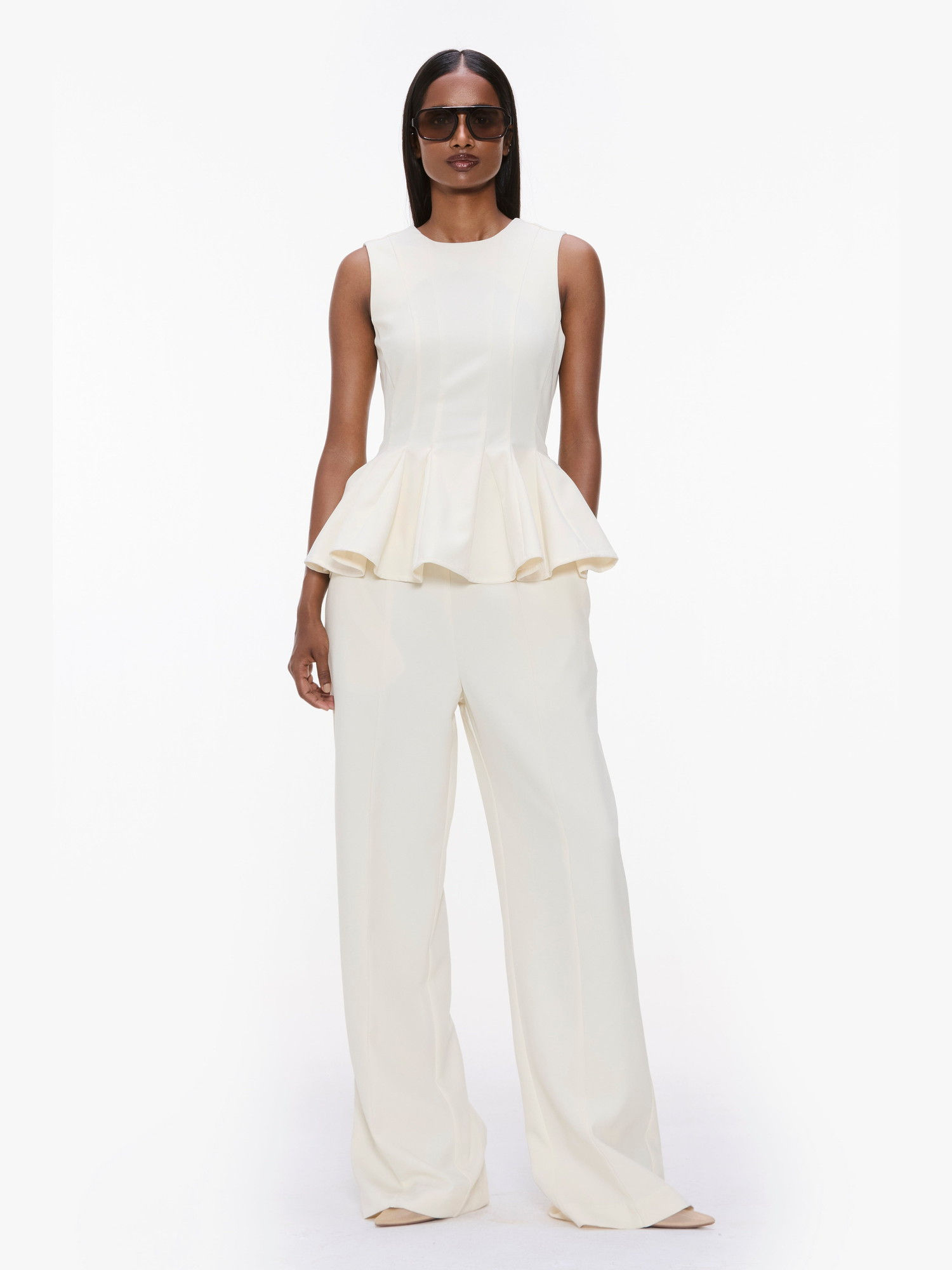 qua Off White Polyester Plain Round Neck Jumpsuit-picture-43