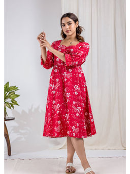 Studio Rabha - Women Red Gulmohar Sweetheart Dress