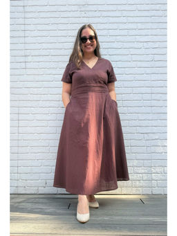 Studio Rabha - Women Mocha Brown Midi Dress